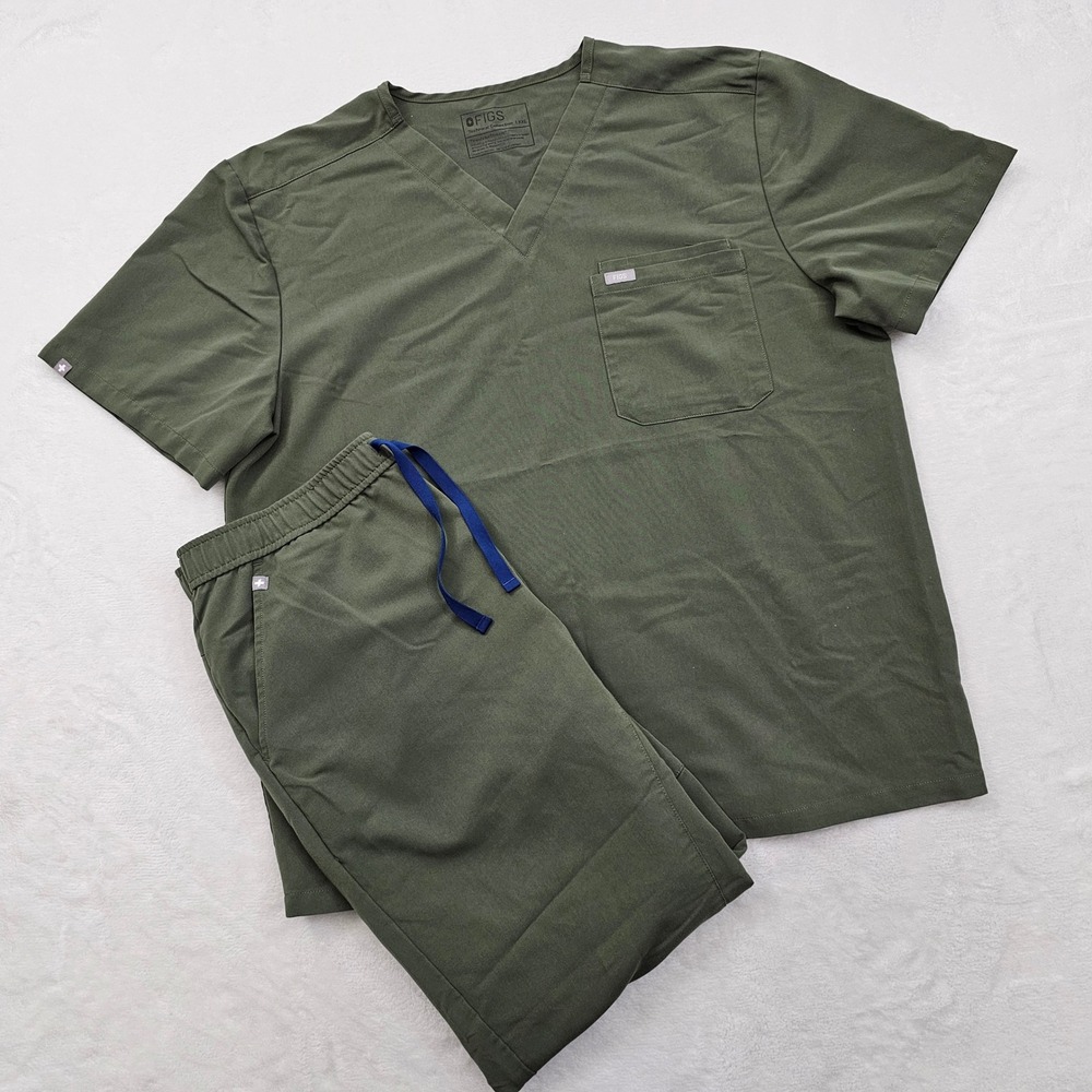 FIGS Scrub Set Mens XXL Top XL Joggers Green Leon Tansen Medical Uniform Nurse